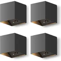 Calex Falerna Wandlamp - 4 Stuks - Oplaadbaar - Up en Down Tuinverlichting - Indirect Licht - Dimbaar - Zwart
