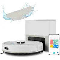 Medion Robotstofzuiger met afzuigstation en dweilfunctie X22 SW+ (lasernavigatie, 5.000 Pa, 2-in-1, nauwkeurige mapping, no-go zones, meerdere etages, MD 100021) grijs