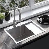 REA Fin - Keukenspoelbak - Geborsteld Nikkel - 62x48x18,5cm