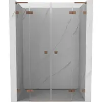 Mexen Lunar L Duo draaideur douchedeur 140 , transparant, geborsteld koper - 834DL-140-000-65-00