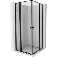 Mexen Mist L Duo douchecabine, scharnierend, 95 x 95 , zwart frame, zwart - 8A4L-095L-095P-70-70