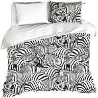 De Witte Lietaer Dekbedovertrek Zebra Eggshell Satijn-260 x 200 / 220 / 240 cm | Extra Breed