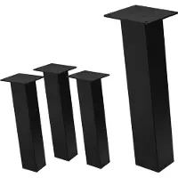 ML-Design Set van 4 tafelpoten schuin H42 cm zwart glanzend gemaakt van staal hoekprofiel 8x8 cm I-vorm 96° helling ML design