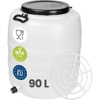 Garronda 90L met Kraan en Persring - Vat met wijde hals - Kuilvoer in vat – Bagagetrommel – Gistingsvat – Gistingscontainer – Voerton