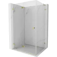 Mexen Lunar-F L inklapbare douchecabine links 90 x 80 , transparant, goud - 836L-090-080-50-00-L