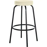 CLP Kamari Barkruk - met metalen frame - met voetsteun - mat zwart/creme