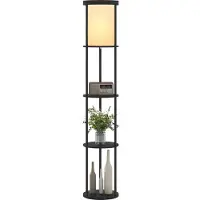 HOMCOM lamp - staande lamp - MDF/metaal/stof - Ø29x158H cm - zwart+wit