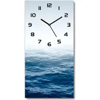 Tulup Wandklok - Oceaangolven Glazen Klok Met Print - 30x60 cm - Blauw Wandklok Glas Met Motief - Zwarte handen - Rechthoekige Klok - Wandklok Glas Decoratie - Gekleurde Glazen Klok