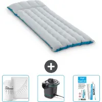 Intex Campingmat - 1-Persoons - 67 x 184 x 17 cm - Blauw - Inclusief Hoeslaken - Pomp en Reparatieset