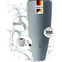 Graf 2in1 regenwatertank complete-set 300 L zinkgrijs incl. chroom aftapkraan en regenpijp aansluiting