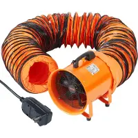 Vevor Bouwventilator 592W AC-motor Bouwventilator 2850 RPM Bouwventilator Blaasvermogen 5175 CFM (8792 m³/h) Axiale ventilator 5 m slang Axiale blazer Geluidsniveau 79 dB Industriële ventilator IP44