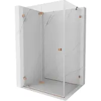 Mexen Lunar-F opvouwbare douchecabine links 95 x 80 , transparant, geborsteld koper- 836-095-080-65-00-L