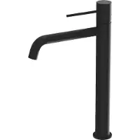 Domino Wastafelkranen ORION – Zwart - Verhoogd Badkamerkranen Mengkraan - Keramische Cartouche, ééngreeps, 1-gats - Wastafel Kraan voor extra hygiëne en comfort - Stijlvol Ontwerp