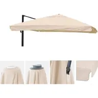 Mendler Vervangende hoes voor zweefparasol -A96 met klep, parasolhoes, 3x3m (Ø4.24m) polyester 3kg ~ crème