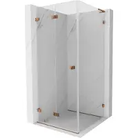 Mexen Lunar-F L opvouwbare douchecabine links 100 x 100 , transparant, rosé goud - 836L-100-100-60-00-L