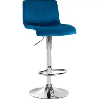 CLP Barkruk Hover - met rugleuning - verstelbaar - draaibar - metalen frame - fluweel - chroom/blauw