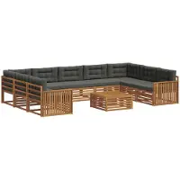 vidaXL Tuinset met 10 zitplaatsen, natuurlijke en antraciet kleur