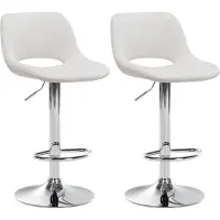 CLP Camden Set van 2 barkrukken - Met rugleuning - Verstelbaar - Velvet - Fluweel - chroom/creme