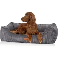 Knuffelwuff orthopedisch hondenbed van ribfluweel met handgeweven uiterlijk Nunavut XXL 120 x 85 cm grijs