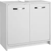 TecTake Wastafelonderkast met 2 deuren - Robuuste handgrepen - Ruimtebesparende badkamerkast met sifonopening - Draagvermogen 20 kg - Wit