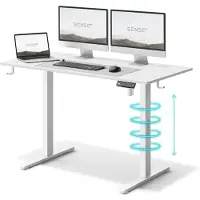 Sense7 NOJO - Zit Sta Bureau - 120 x 60 cm - Elektrisch Bureau - Elektrische Hoogteverstelling - Gamingbureau - Geheugenfunctie - Hoofdtelefoonhouder - Kabelopbergsysteem - Wit