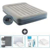 Intex Luchtbed - 2-Persoons - 152 x 203 x 30 cm - Grijs - Inclusief pomp - Hoeslaken - Kussen - Reparatieset en Kussenbeschermer