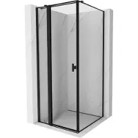 Mexen Mist T douchecabine met draaideur links 110 x 110 , zwart frame, zwart - 8A4T-110-110-70-70-L