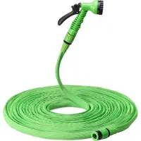 Navaris flexibele tuinslang 15 tot 30 meter - Rekbare waterslang - Inclusief sproeikop met 7 functies en kraanaansluiting - Groen