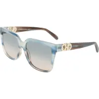 Ferragamo Zonnebril - - SF2109S - Acetaat - Beige gestreept &amp; blauwe glazen - Vierkante vorm