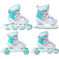 Raven Lia 4-in-1 kinderschaatsen/Schaatsen, Verstelbaar 34-37, LED Wielen