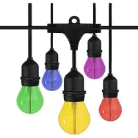 LEDVION - Lichtsnoer Buiten 20M - 20 Multicolor E27 LED Lampen - IP65 Waterdicht - 2100K - Warm Wit - Sfeerverlichting Tuinverlichting