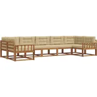 vidaXL Buiten bank set 7 st Natuurlijk en Beige