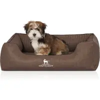 Knuffelwuff Orthopedisch hondenbed Chesapeake van laser-gewatteerd gemarmerd kunstleer M-L 85 x 63cm Bruin