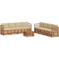 vidaXL Buiten bank set 9 st Natuurlijk en Beige