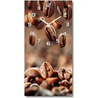Tulup Wandklok - Koffiebonen Gekleurde Glazen Klok - 30x60 cm - Bruin Glazen Klok Met Print - Witte handen - Rechthoekige Klok - Moderne Wandklok Glas - Wandklok Glas Decoratie