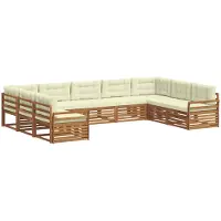 vidaXL Buiten bank set 9 st Natuurlijk en Crème Massief Acacia Hout