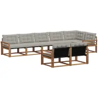 vidaXL Buiten bank set 8 st Natuurlijk en Licht Grijs