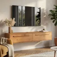 Idimex Lowboard TECCA 145 cm met 2 kleppen van massief hout - eiken afwerking