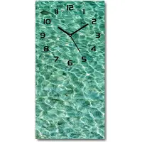 Tulup Wandklok - Transparant water Moderne Wandklok Glas - 30x60 cm - Groente Wandklok Glas Decoratie - Zwarte handen - Rechthoekige Klok - Glazen Wandklok Design - Klok Glas Met Opdruk