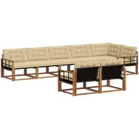 vidaXL Buiten bank set 8 st Natuurlijk en Beige