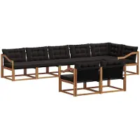 vidaXL Buiten bank set 8 st Natuurlijk en zwart
