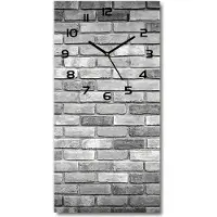 Tulup Wandklok - Bakstenen muur Wandklok Glas Decoratie - 30x60 cm - Grijs Gekleurde Glazen Klok - Zwarte handen - Rechthoekige Klok - Klok Glas Met Opdruk - Moderne Wandklok Glas