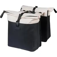 Basil Dubbele fietstas Vive MIK, 28-35 liter, 14 x 30 x 38 cm - wit/zwart