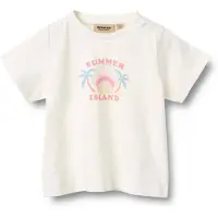 Wheat T-shirt offwhite Wit Meisjes Katoen Ronde hals Printopdruk - maat 80