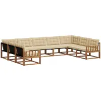 vidaXL Buiten bank set 9 st Natuurlijk en Beige