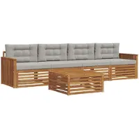vidaXL Buiten bank set 5 st Natuurlijk en Licht Grijs