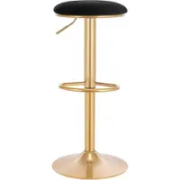 Happyment Luxe Barkruk - Zwart/goud Velvet - Barkrukken zonder rugleuning - Verstelbaar - 38x(61-82)cm
