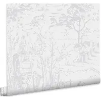 Laura Ashley Toile de Jouy Behang - Dieren - 10mx52cm - Grijs