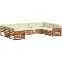 vidaXL Buiten bank set 9 st Natuurlijk en Crème Massief Acacia Hout