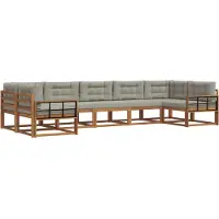 vidaXL Buiten bank set met kussen 7 pcs Natuurlijk en Licht Grijs